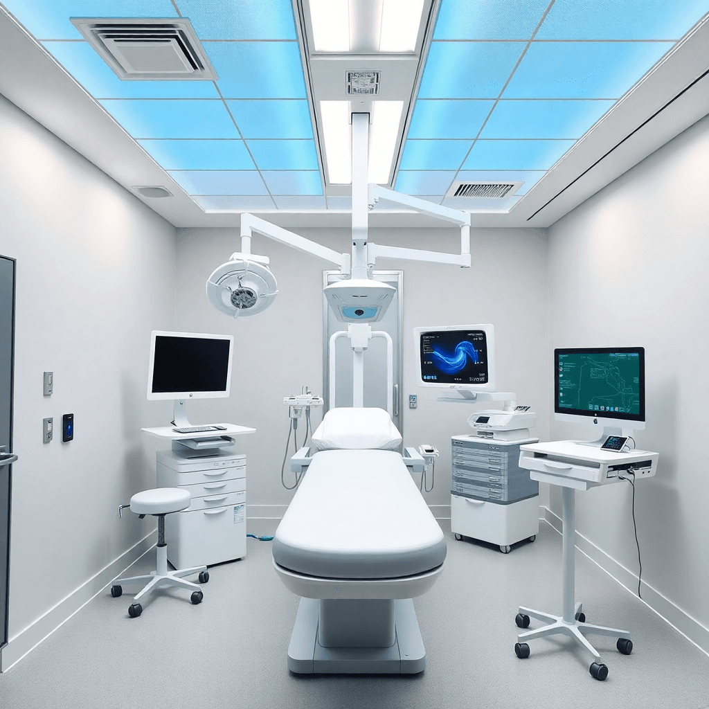 modern medical facility with advanced technology, clean healthcare environment, professional photography